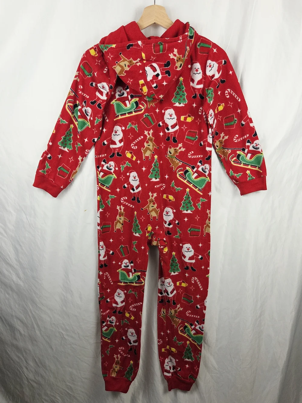 The Children's Place Red Christmas Santa & Reindeer Onesie Pajamas Large 10/12